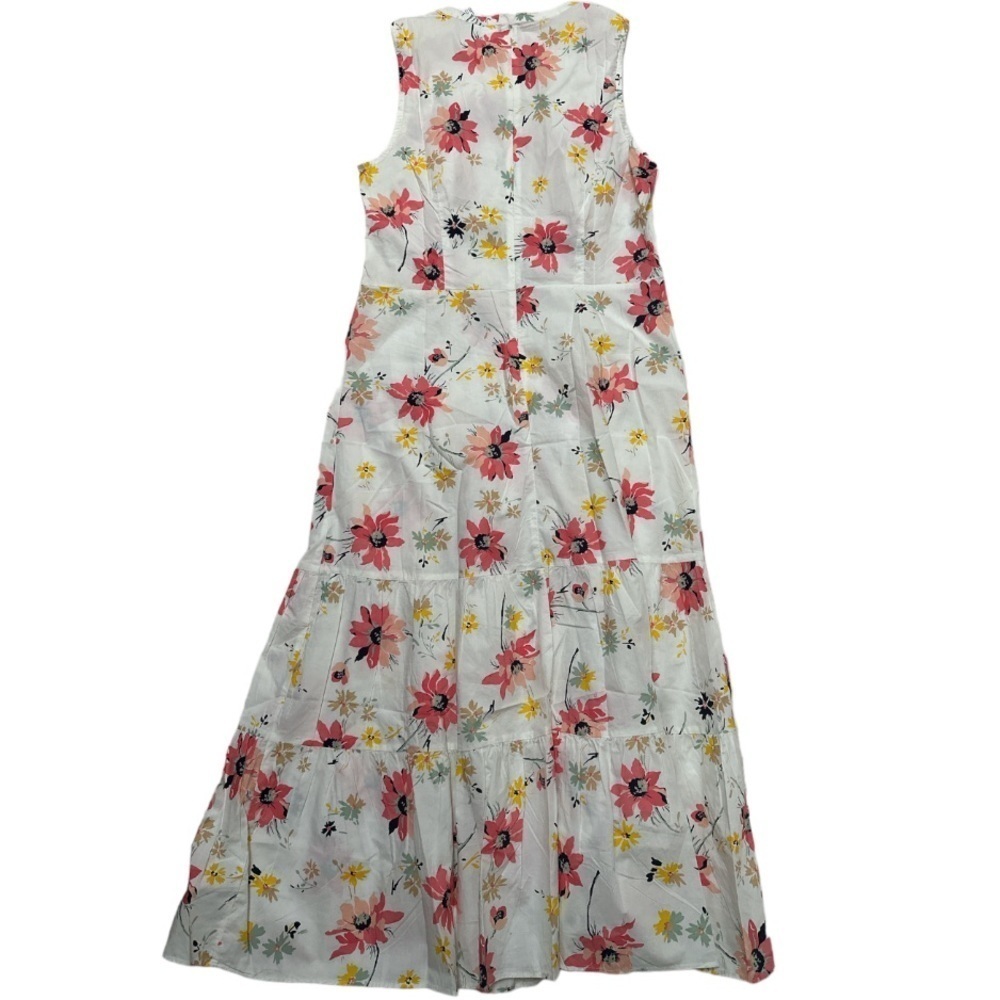 Gap Tiered Midi Dress Floral Skirt Button Front Back Zipper Sleeveless NWT - Picture 2 of 11